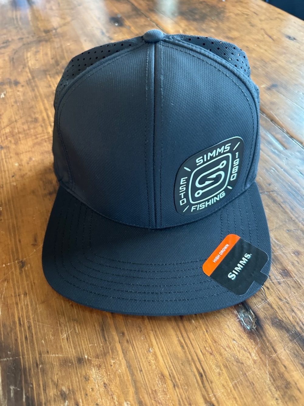 Simms Black Fishing Hat with Logo Patch